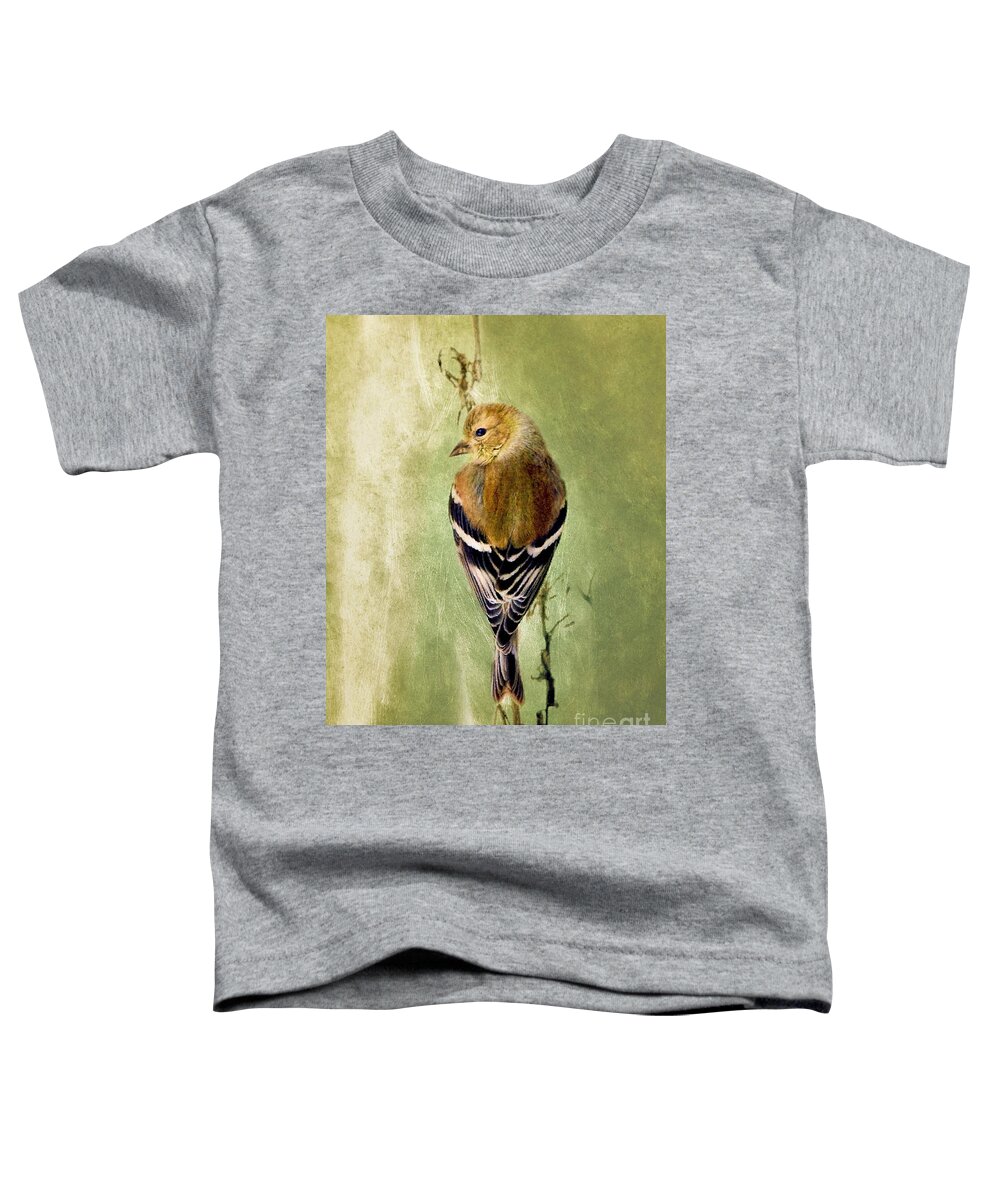 American Goldfinch Toddler T-Shirt featuring the painting Sweet Goldfinch by Tina LeCour