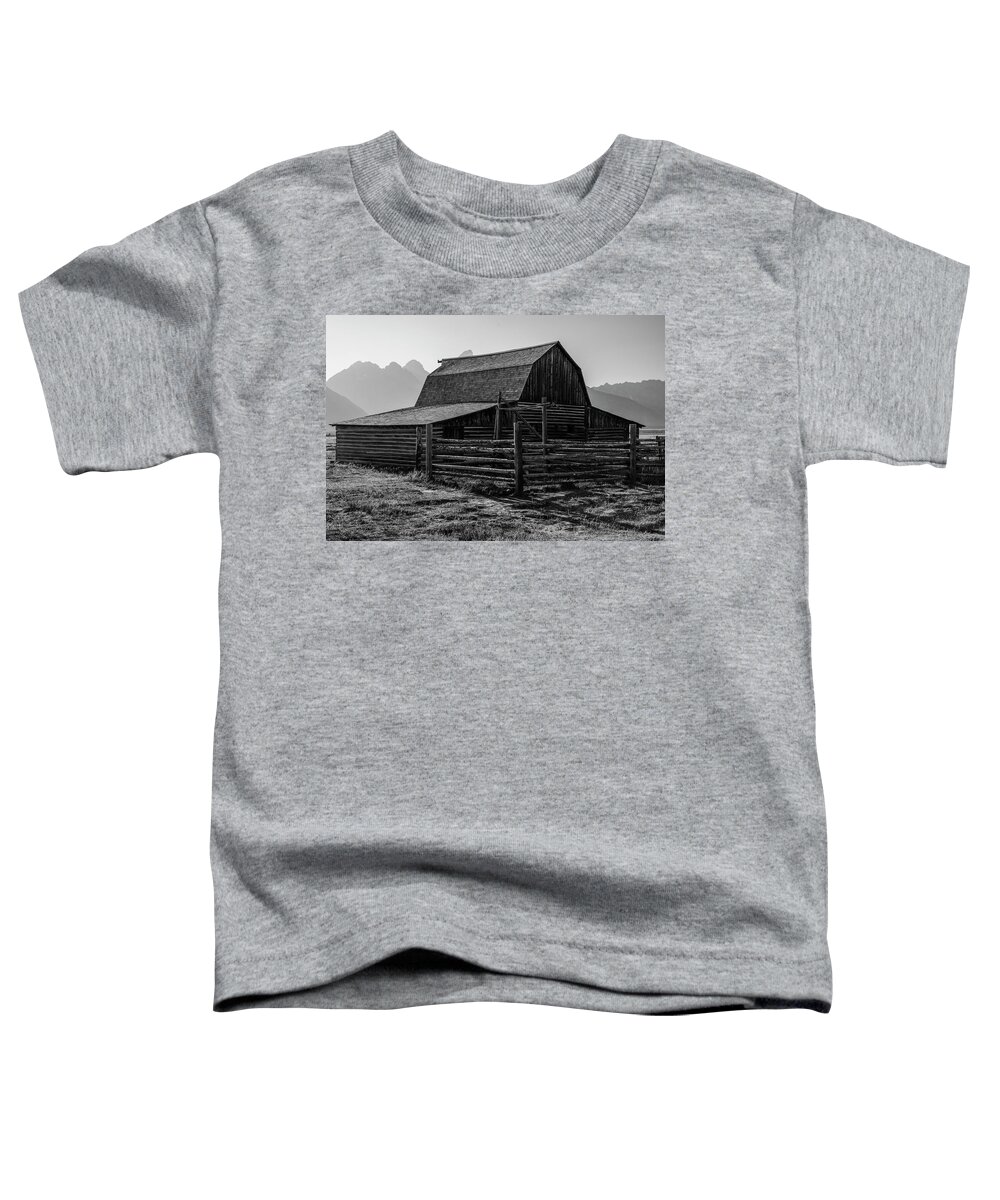 Mormon Row Toddler T-Shirt featuring the photograph T.A. Moulton Barn Grand Tetons Close Up by John McGraw