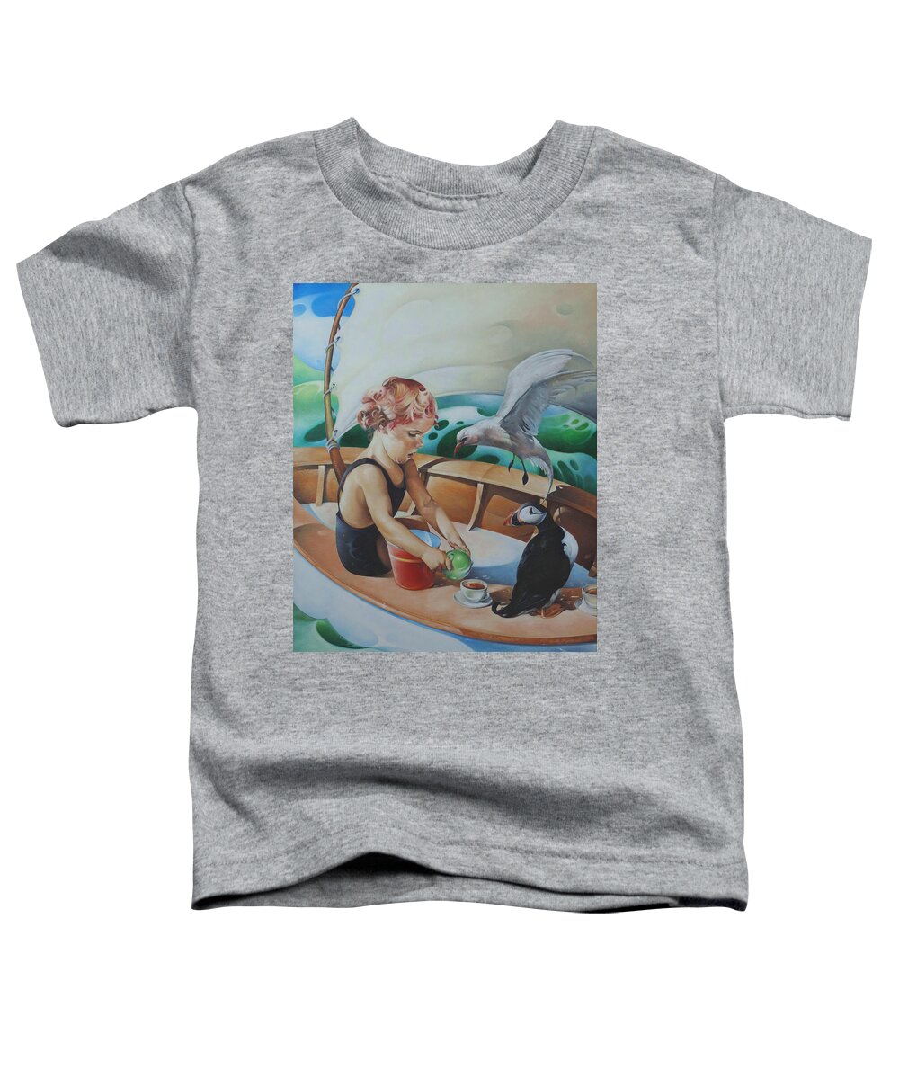 Nautical Toddler T-Shirt featuring the painting Tea for Three at Sea by T S Carson