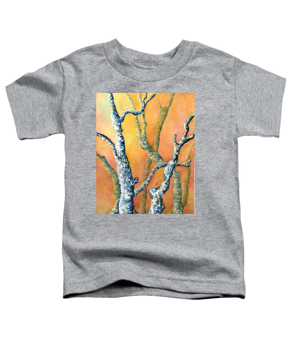 Branches Toddler T-Shirt featuring the painting Texas Yaupon at Sunset by Wendy Keeney-Kennicutt