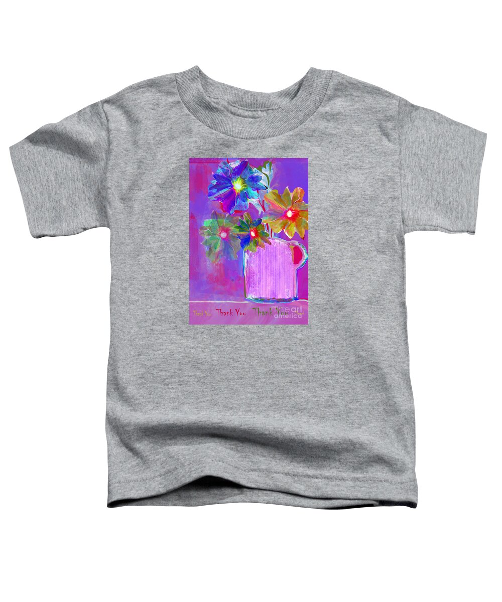 Gratitude Toddler T-Shirt featuring the mixed media Thank You No.5 by Zsanan Studio