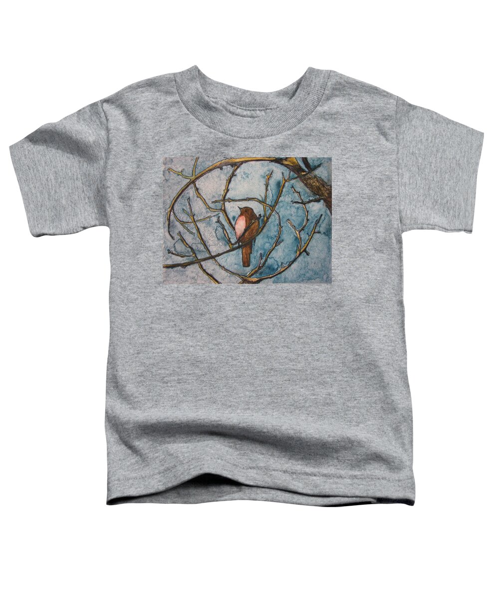 Robin Toddler T-Shirt featuring the painting The Baby Robin by Patricia Arroyo