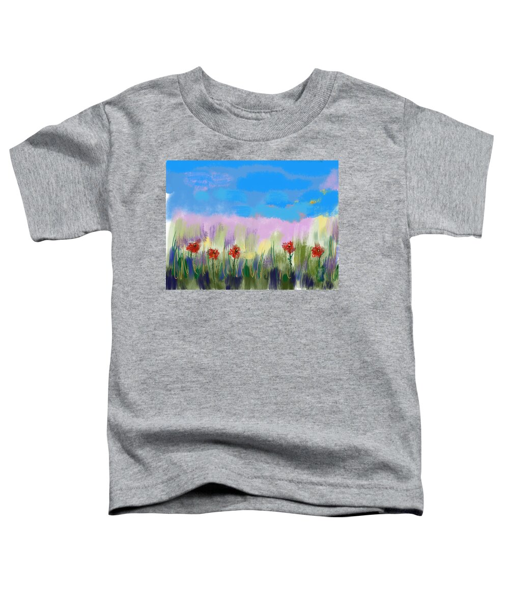 Digital Toddler T-Shirt featuring the digital art The Earth Laughs In Flowers by Bonny Butler