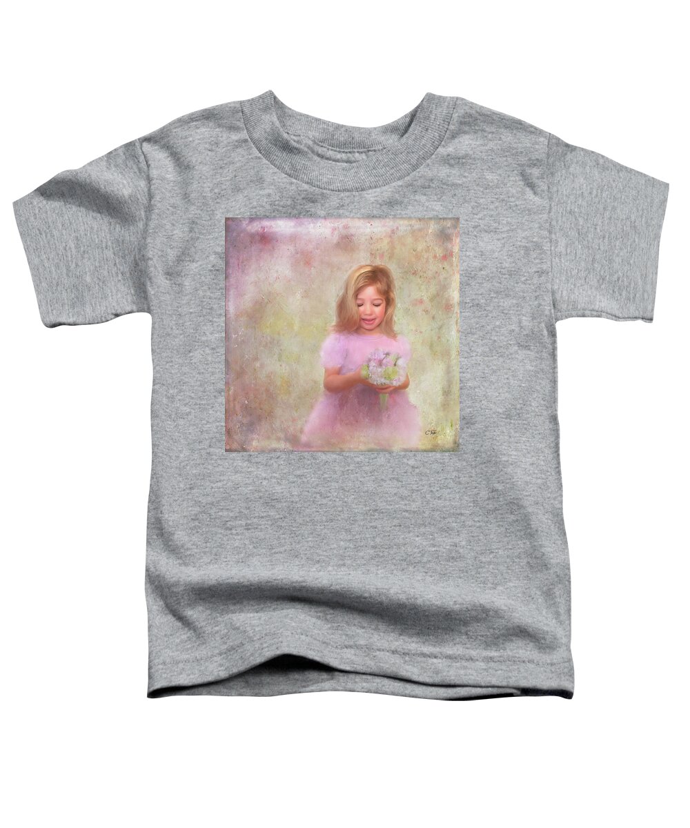 Children's Portraits Toddler T-Shirt featuring the mixed media The Flower Princess by Colleen Taylor
