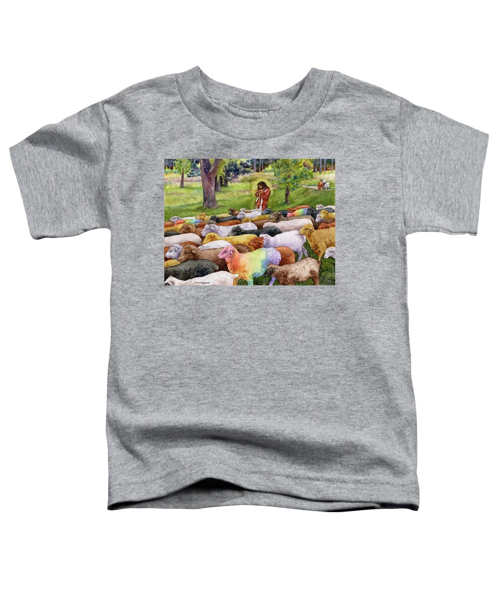 Jesus Painting Toddler T-Shirt featuring the painting The Good Shepherd by Anne Gifford