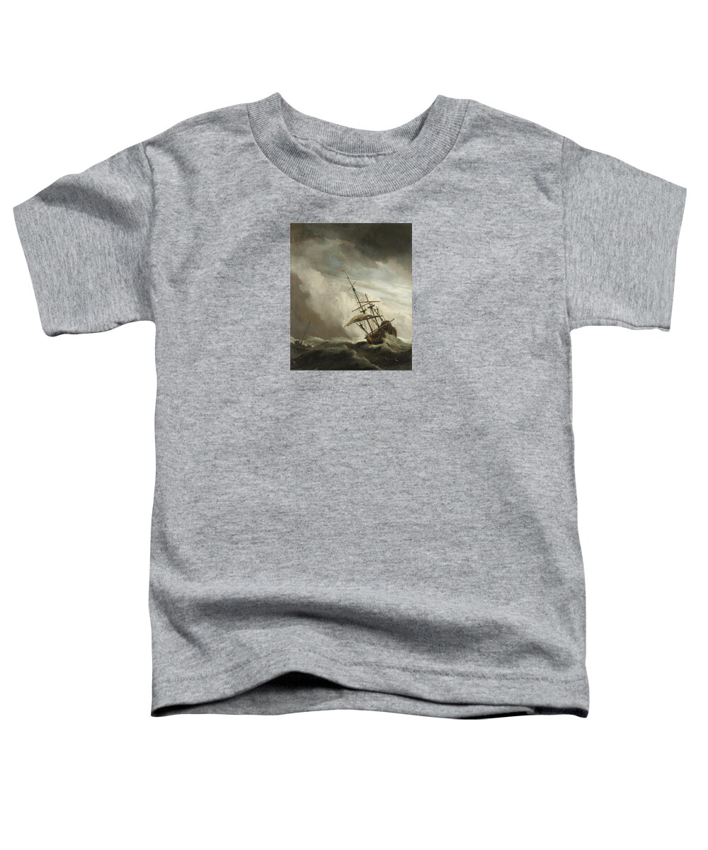 Old Masters Toddler T-Shirt featuring the painting The Gust by Willem van de Velde