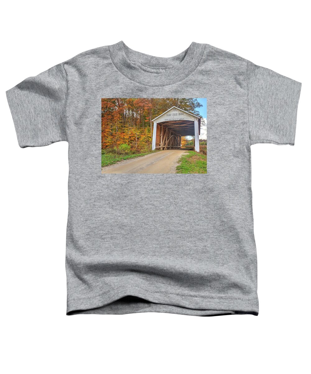 Covered Bridge Toddler T-Shirt featuring the photograph The Harry Evans Covered Bridge by Harold Rau