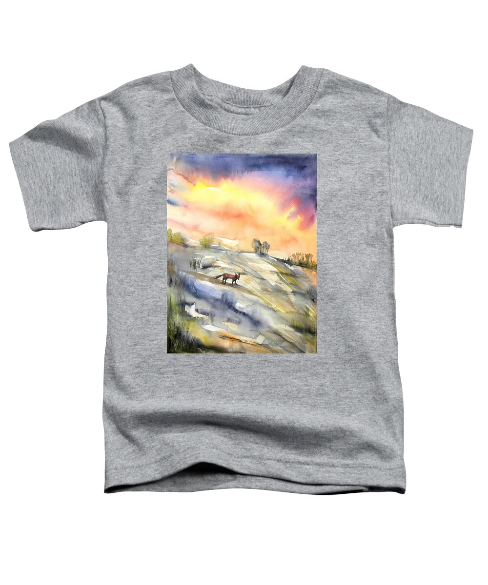 Nature Toddler T-Shirt featuring the painting The hill of the foxes by Katerina Kovatcheva