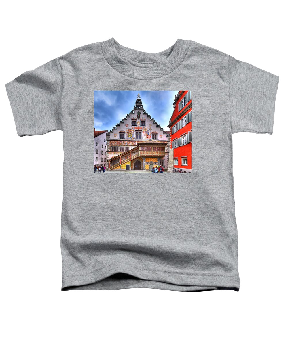 Antique Toddler T-Shirt featuring the photograph the old townhall on the island of Lindau at the Lake Constance by Gina Koch