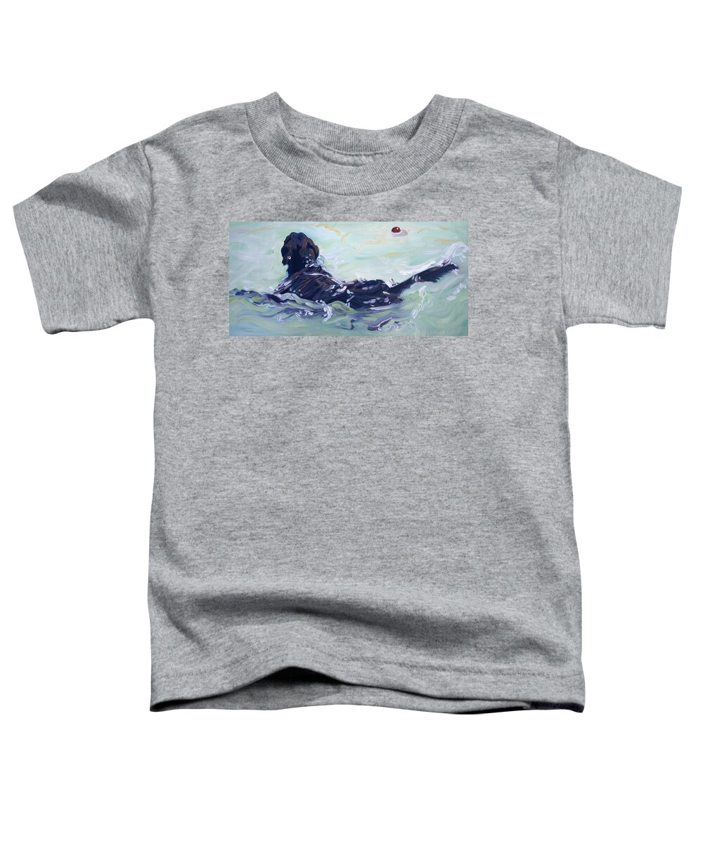 Chocolate Lab Toddler T-Shirt featuring the painting The Red Ball by Sheila Wedegis
