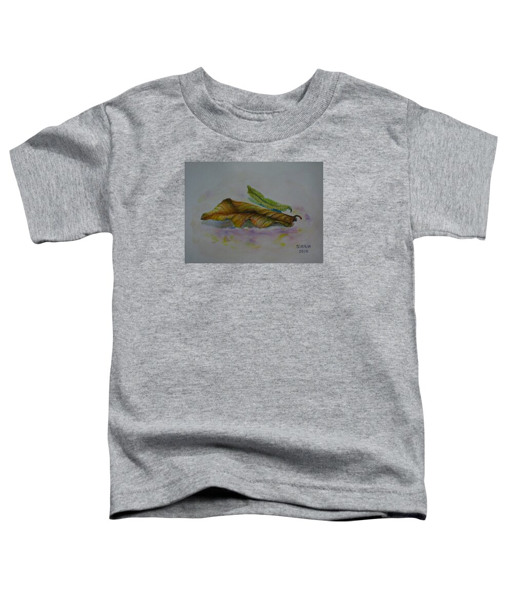 Acrylic Toddler T-Shirt featuring the painting The Sleeping Leaf by Sukalya Chearanantana