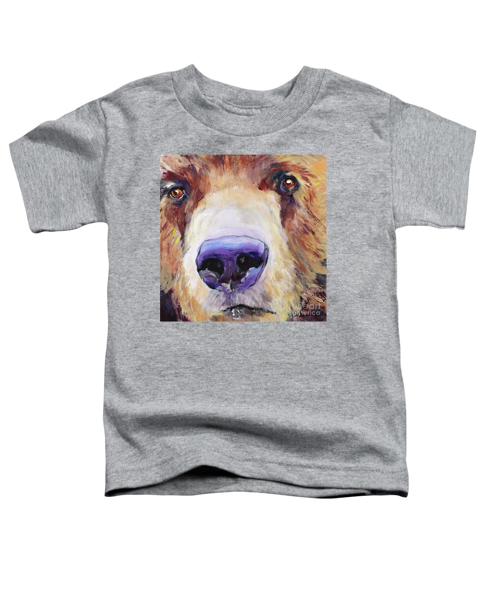 Grizzley Bear Toddler T-Shirt featuring the painting The Sniffer by Pat Saunders-White