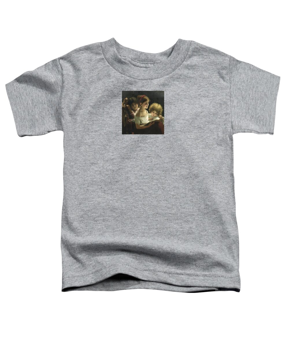 Alexei Alexeevich Harlamoff (russian Toddler T-Shirt featuring the painting The story book by Alexei Alexeevich Harlamoff