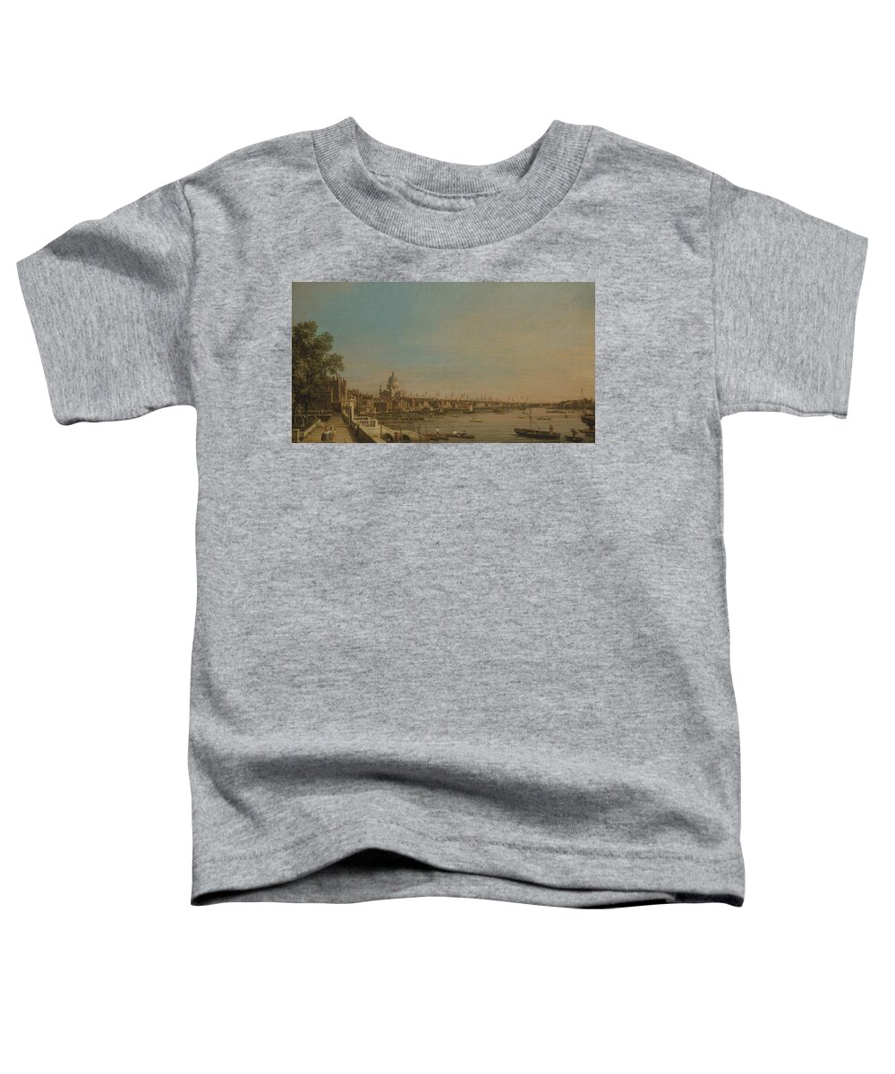 18th Century Art Toddler T-Shirt featuring the painting The Thames from the Terrace of Somerset House, Looking toward St. Paul's by Canaletto