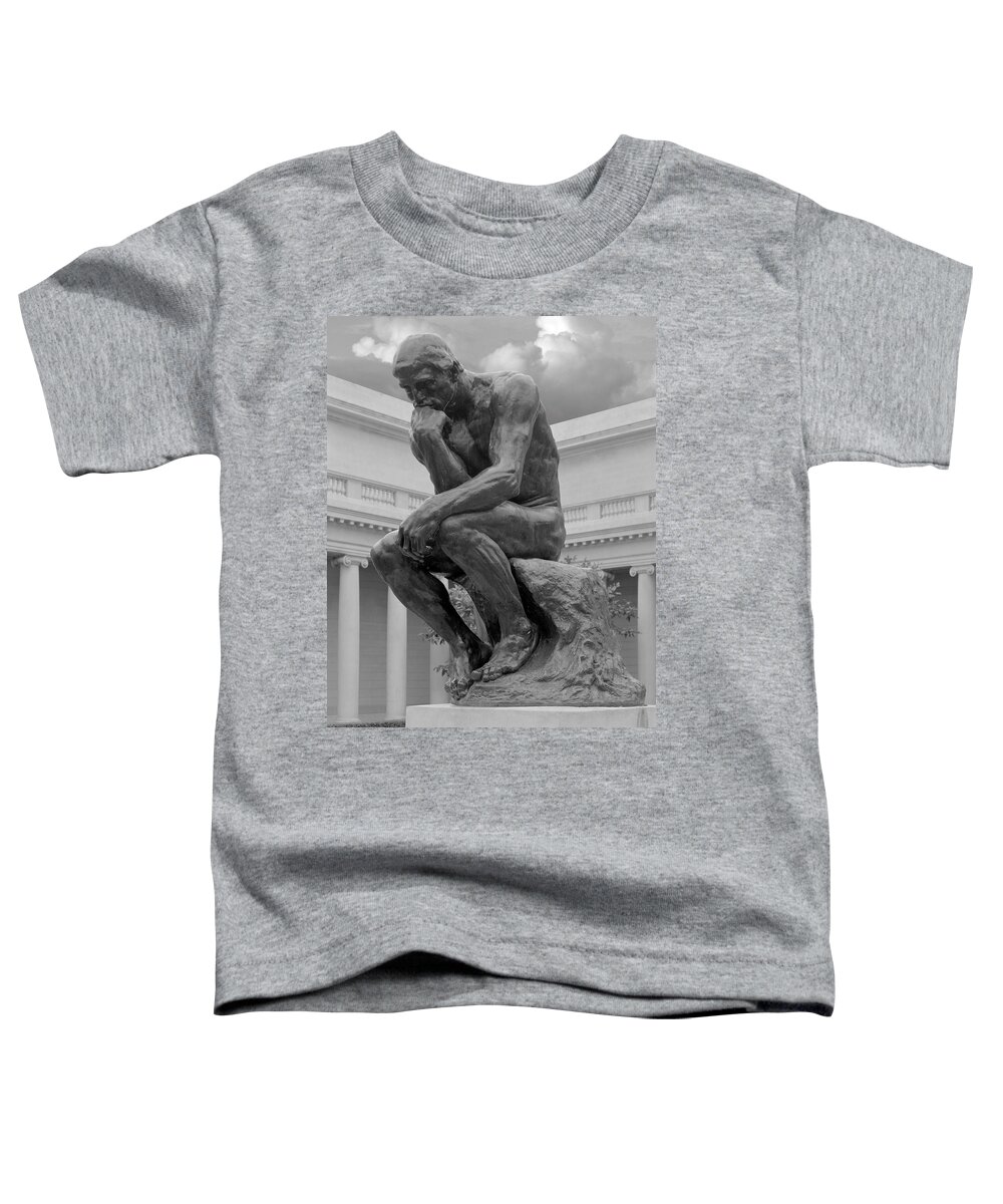 The Thinker Toddler T-Shirt featuring the photograph The Thinker Bronze Sculpture Auguste Rodin Legion of Honor San Francisco California 1 by Kathy Anselmo