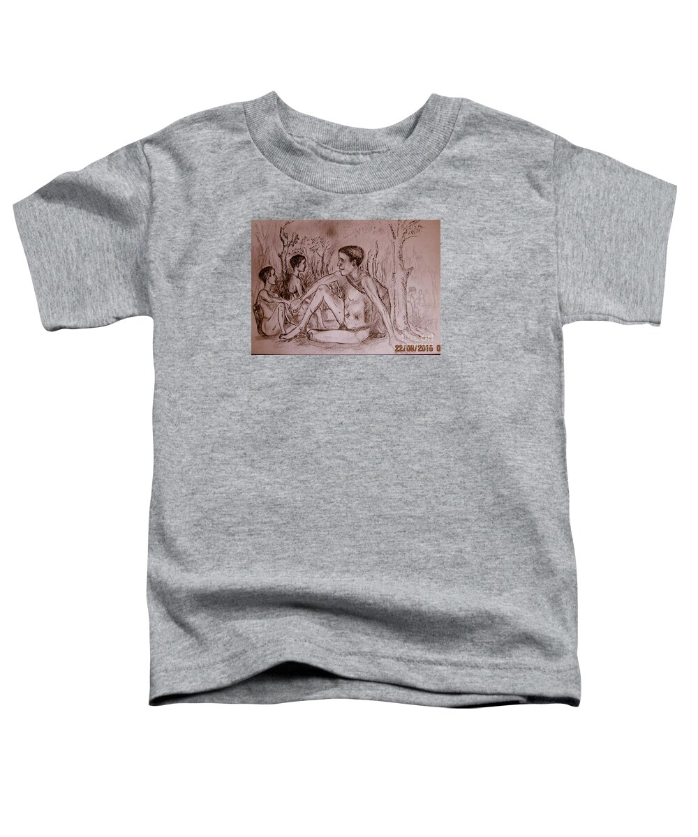Village Toddler T-Shirt featuring the drawing The Traditional Barter System by Jason Sentuf