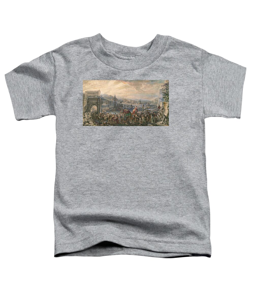Gabriel De Saint-aubin Toddler T-Shirt featuring the drawing The Triumph of Pompey by Gabriel de Saint-Aubin