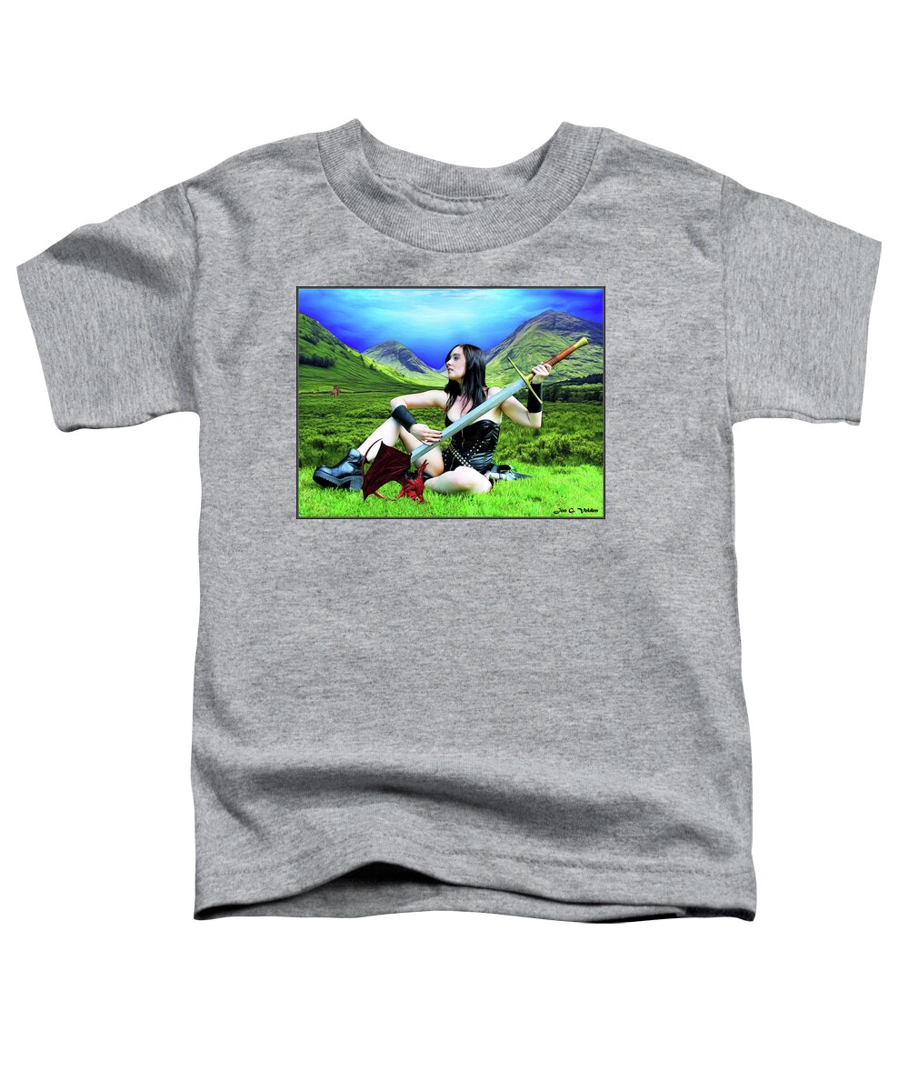 Dragon Toddler T-Shirt featuring the photograph The Warrior And The Pseudo Dragon by Jon Volden