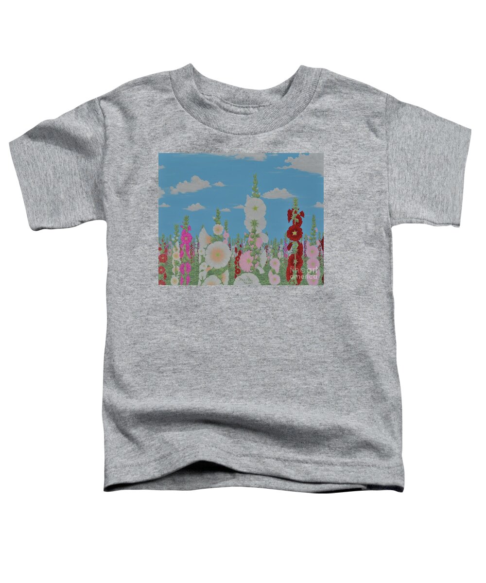 Hollyhocks Toddler T-Shirt featuring the painting These Are For You by Doug Miller