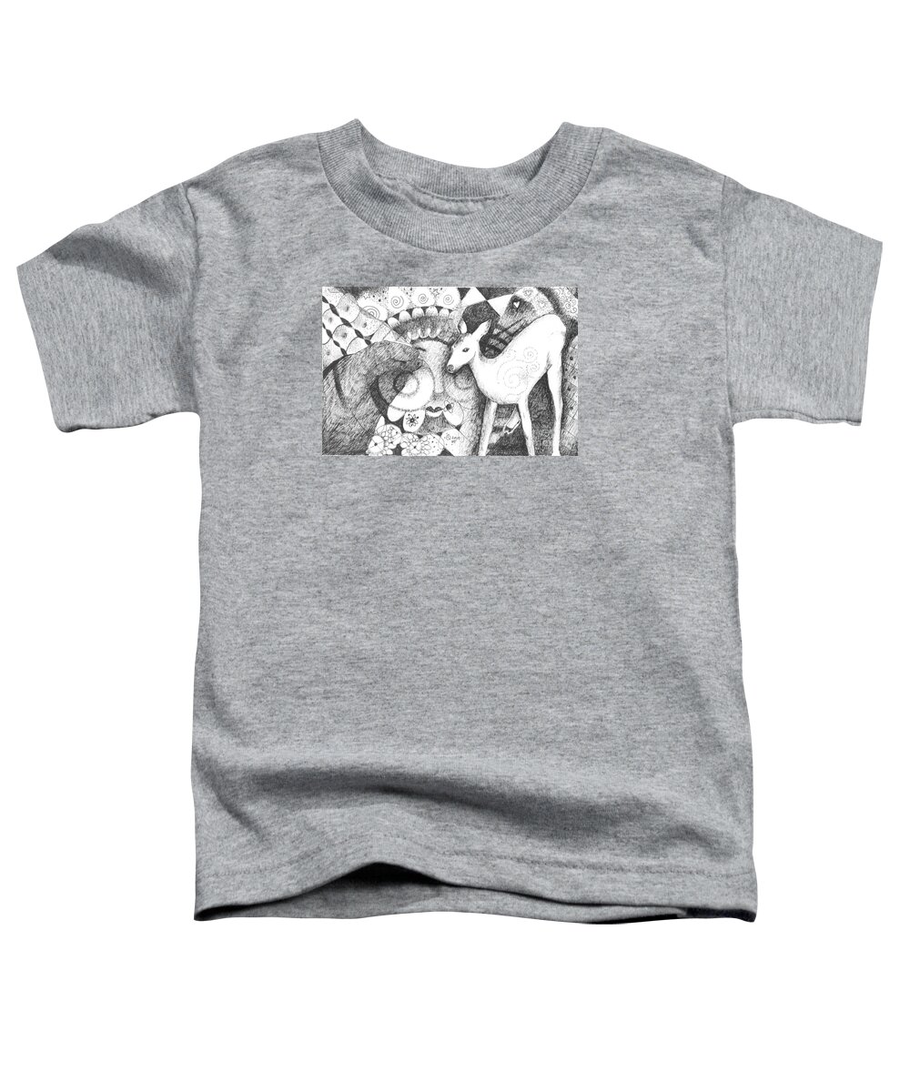 Deer Toddler T-Shirt featuring the drawing Thinking of Mary by Helena Tiainen