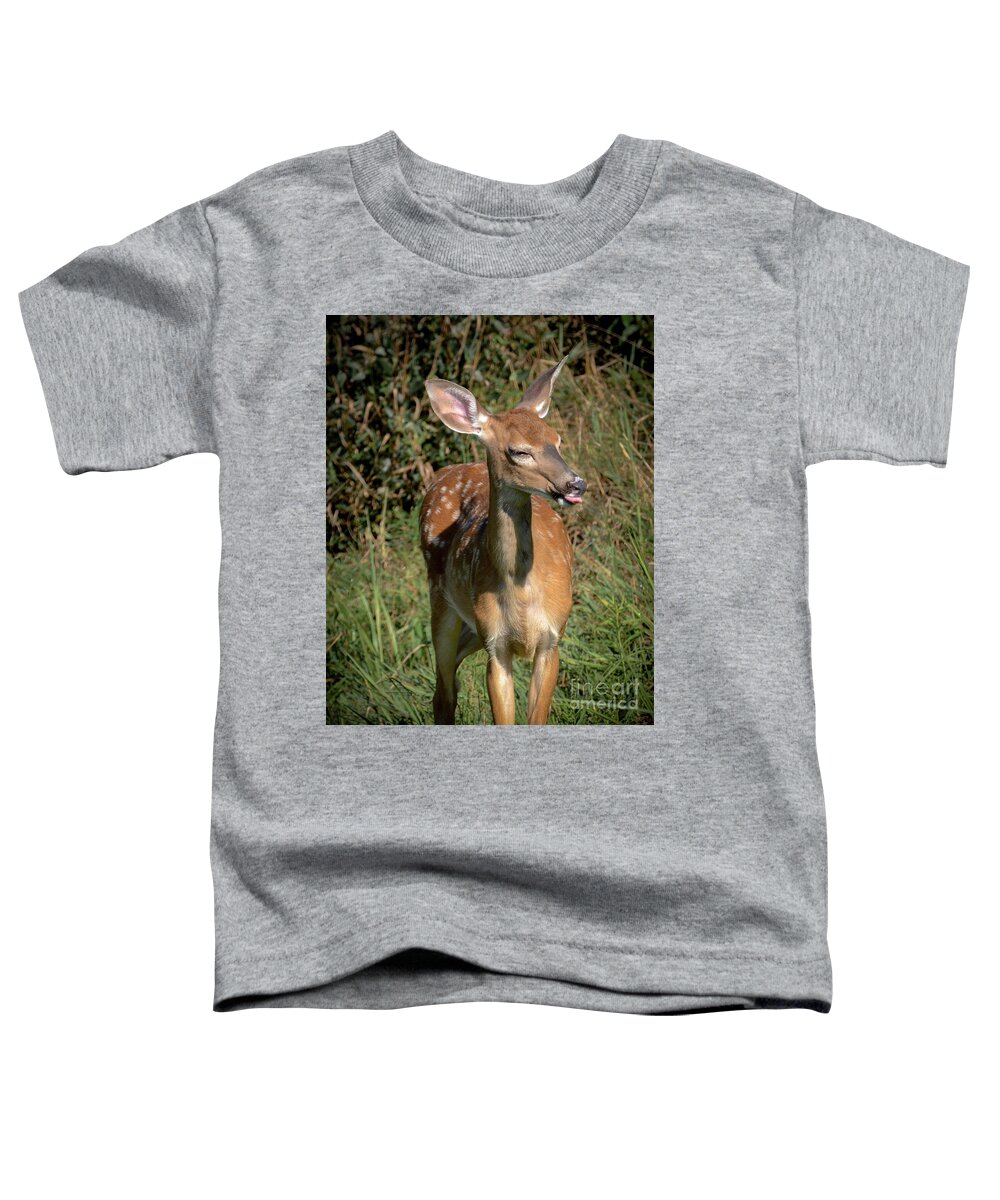 Deer Toddler T-Shirt featuring the photograph Those Hostas Really Do Taste Good by Amy Porter
