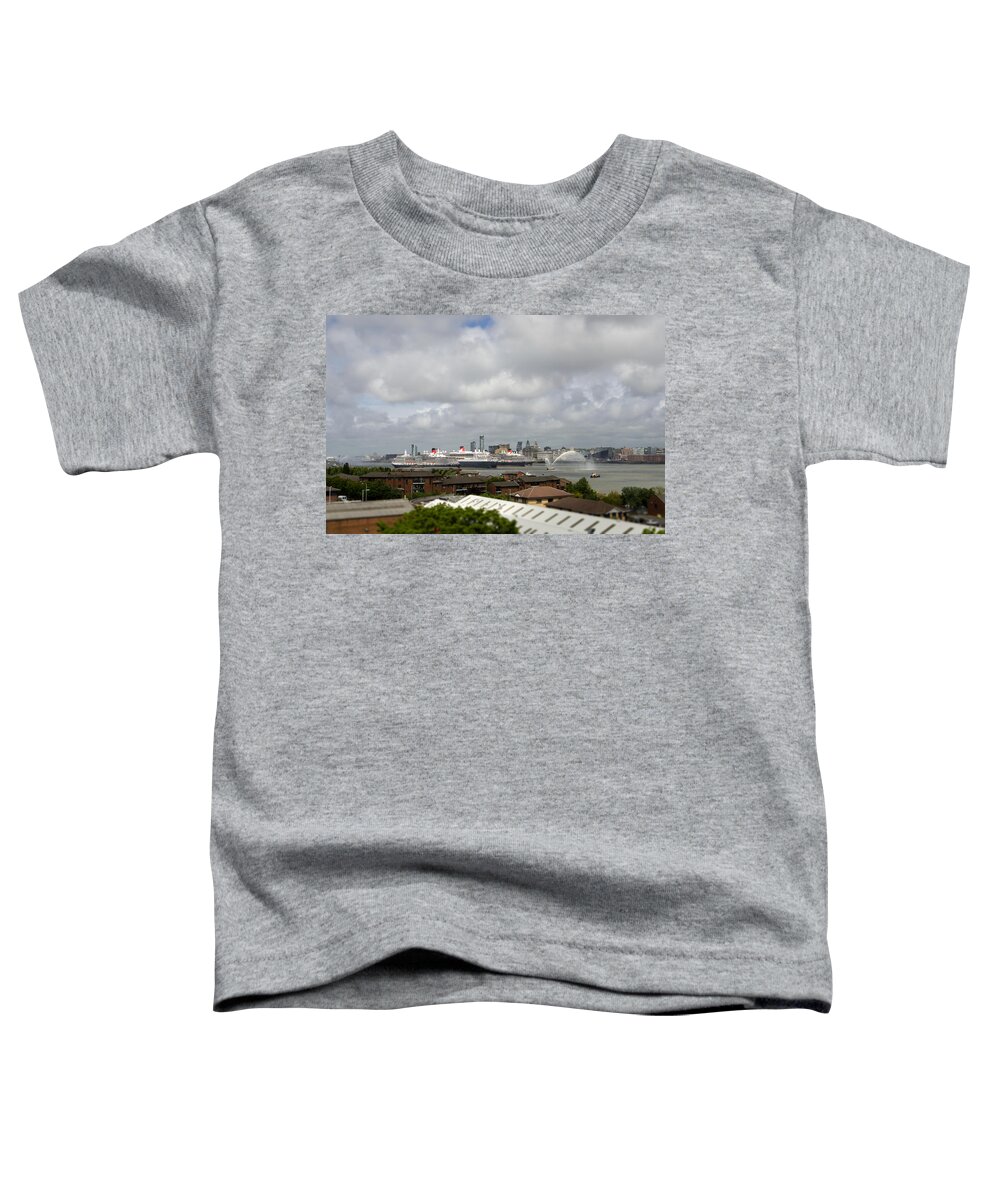 Cunard Toddler T-Shirt featuring the photograph Three Queens Salute by Spikey Mouse Photography