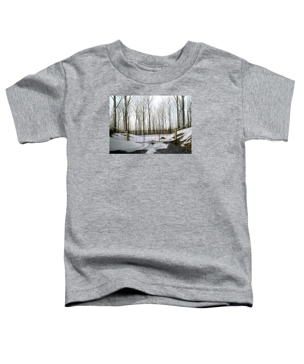 Deer Toddler T-Shirt featuring the painting Three white Tails by Conrad Mieschke