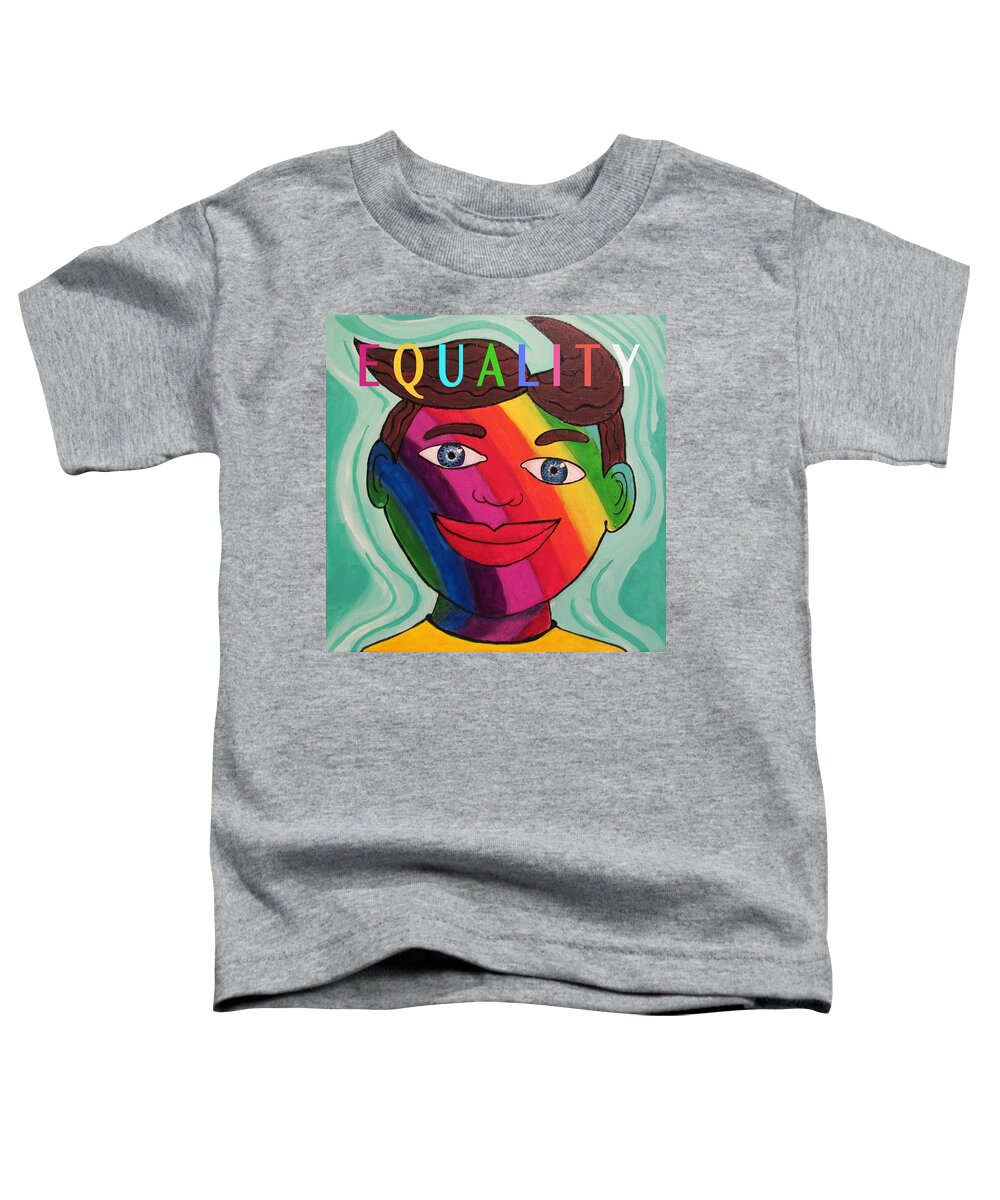 Rainbow Toddler T-Shirt featuring the painting Tillie for Equality by Patricia Arroyo