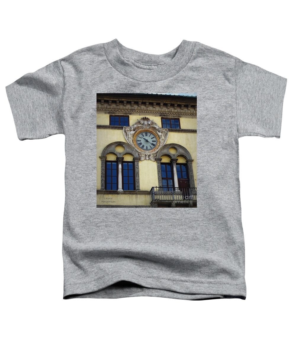 Clocks Toddler T-Shirt featuring the photograph Time in Lucca by Lainie Wrightson