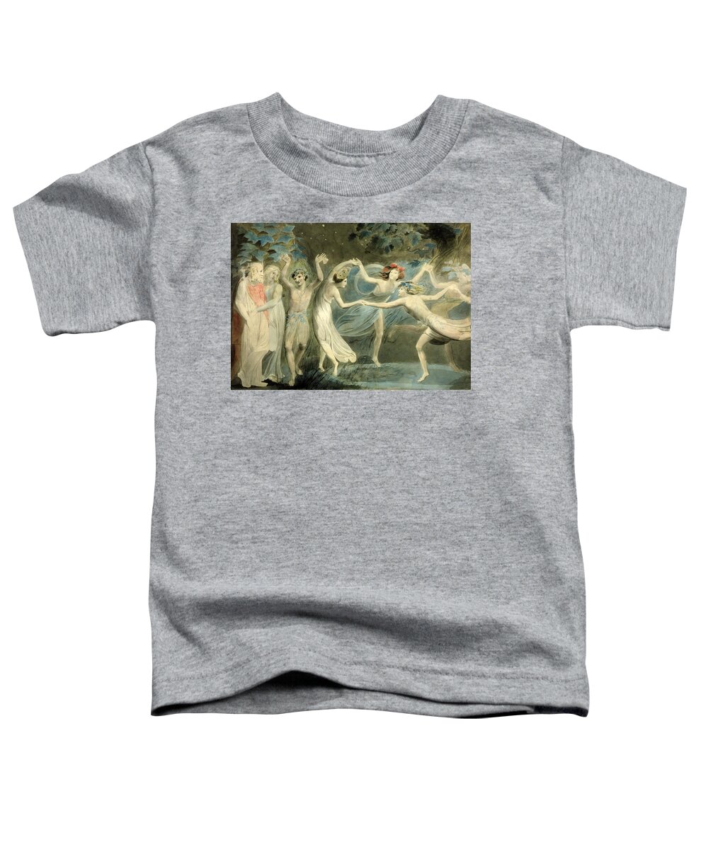 William Blake 1757–1827  Oberon Toddler T-Shirt featuring the painting Titania and Puck with Fairies Dancing by William Blake