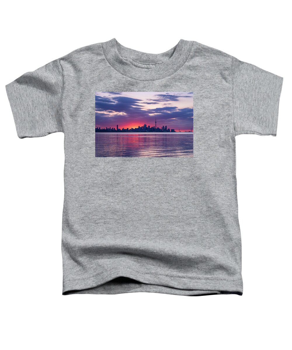 Georgia Mizuleva Toddler T-Shirt featuring the photograph Toronto in Fifty Shades of Violet Pink and Purple by Georgia Mizuleva