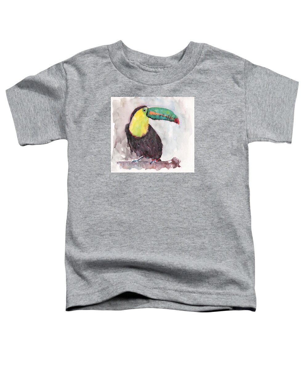 Toucan Toddler T-Shirt featuring the painting Toucan by Claudia Hafner