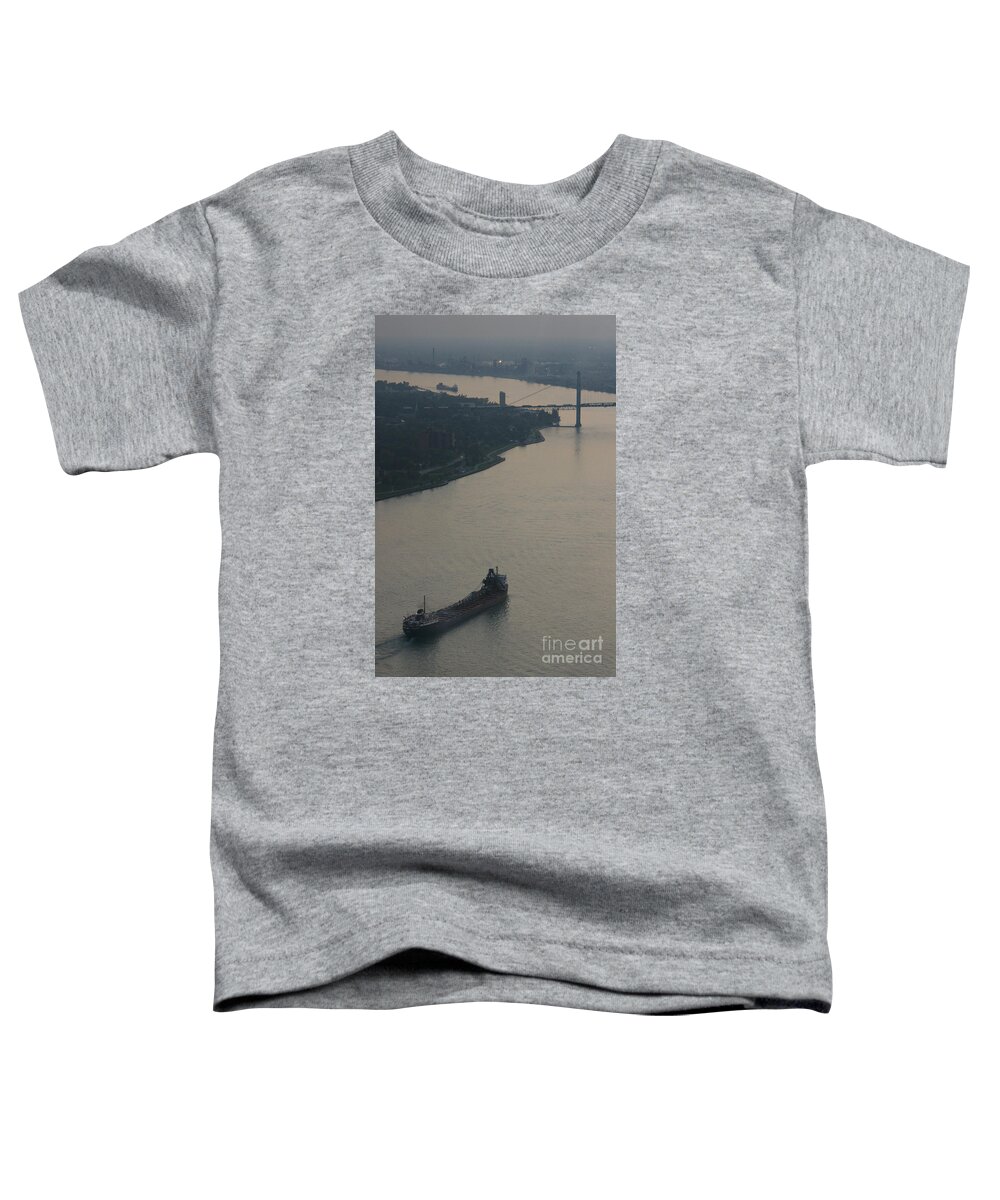 Detroit Toddler T-Shirt featuring the photograph Transport On The Waterway by Linda Shafer