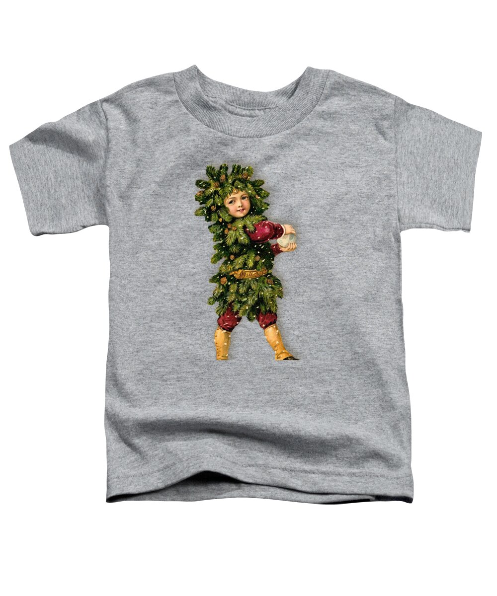 Tree Child Vintage Christmas Image Toddler T-Shirt featuring the painting Tree Child vintage Christmas image by Vintage Collectables