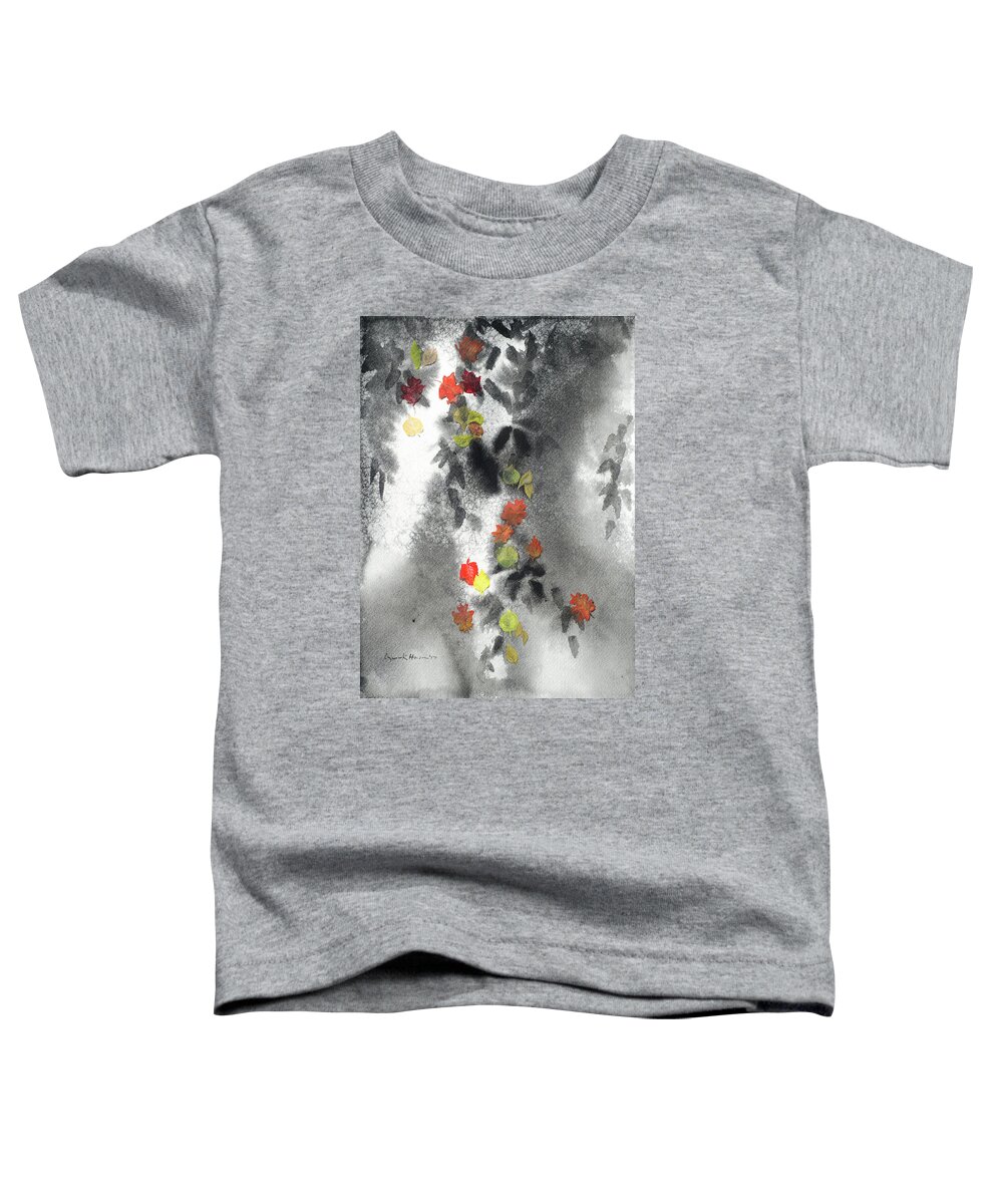 Watercolor Toddler T-Shirt featuring the painting Tree Shadows and Fall Leaves by Lynn Hansen