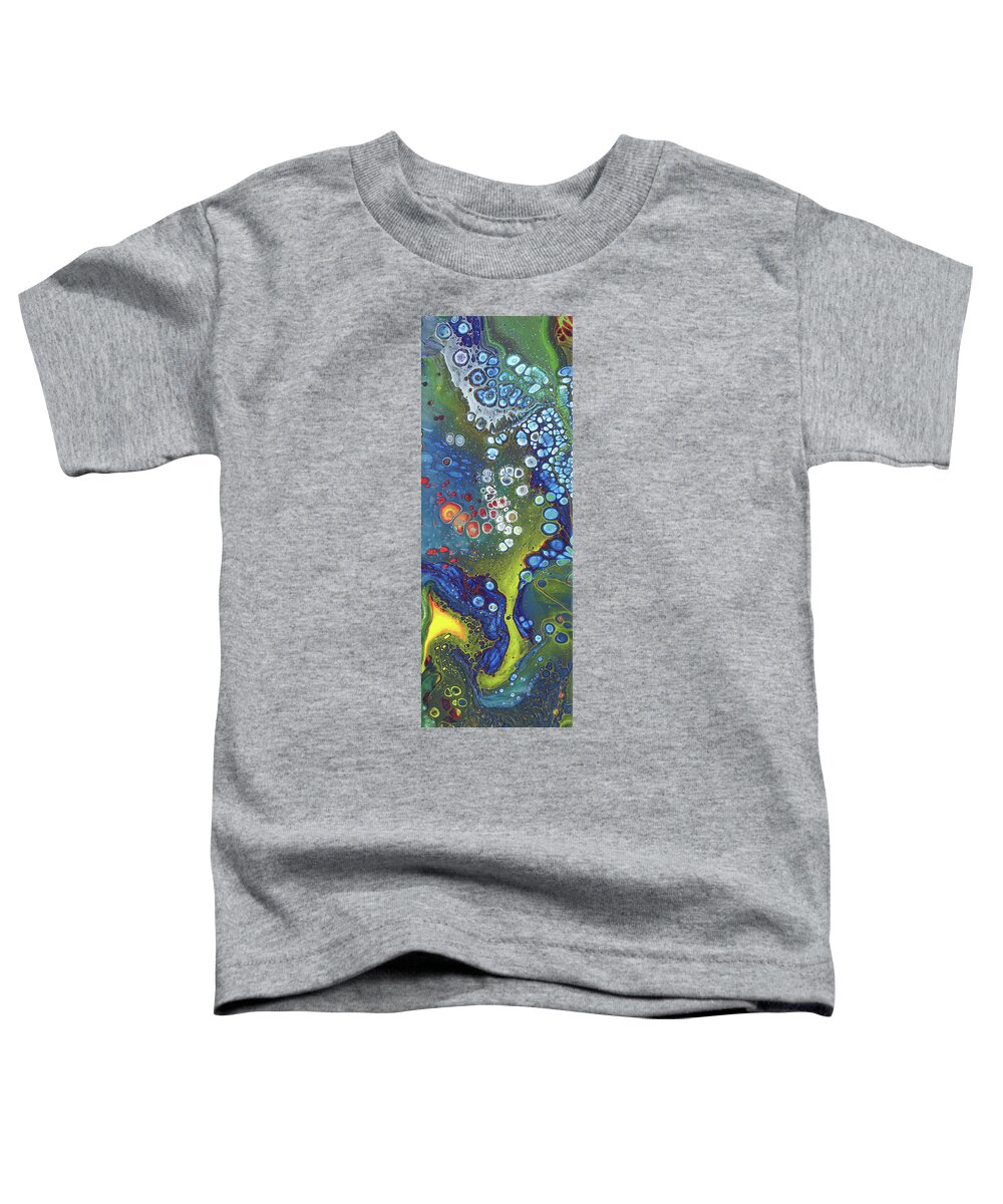 Acrylic Pour Toddler T-Shirt featuring the mixed media Tri Space Centre by David Bader