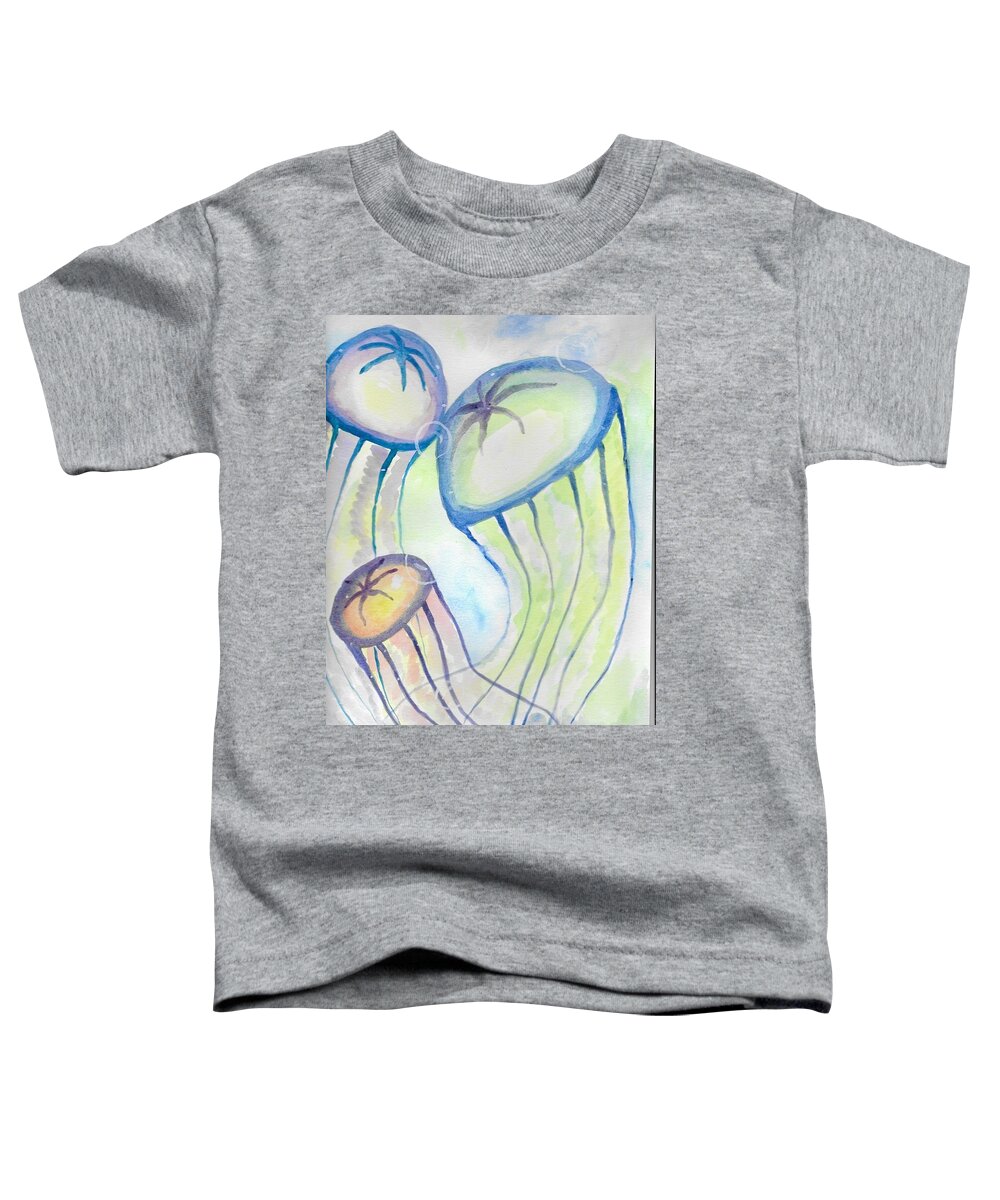 Jellyfish Toddler T-Shirt featuring the painting Trio Jellyfish by Chanler Simmons