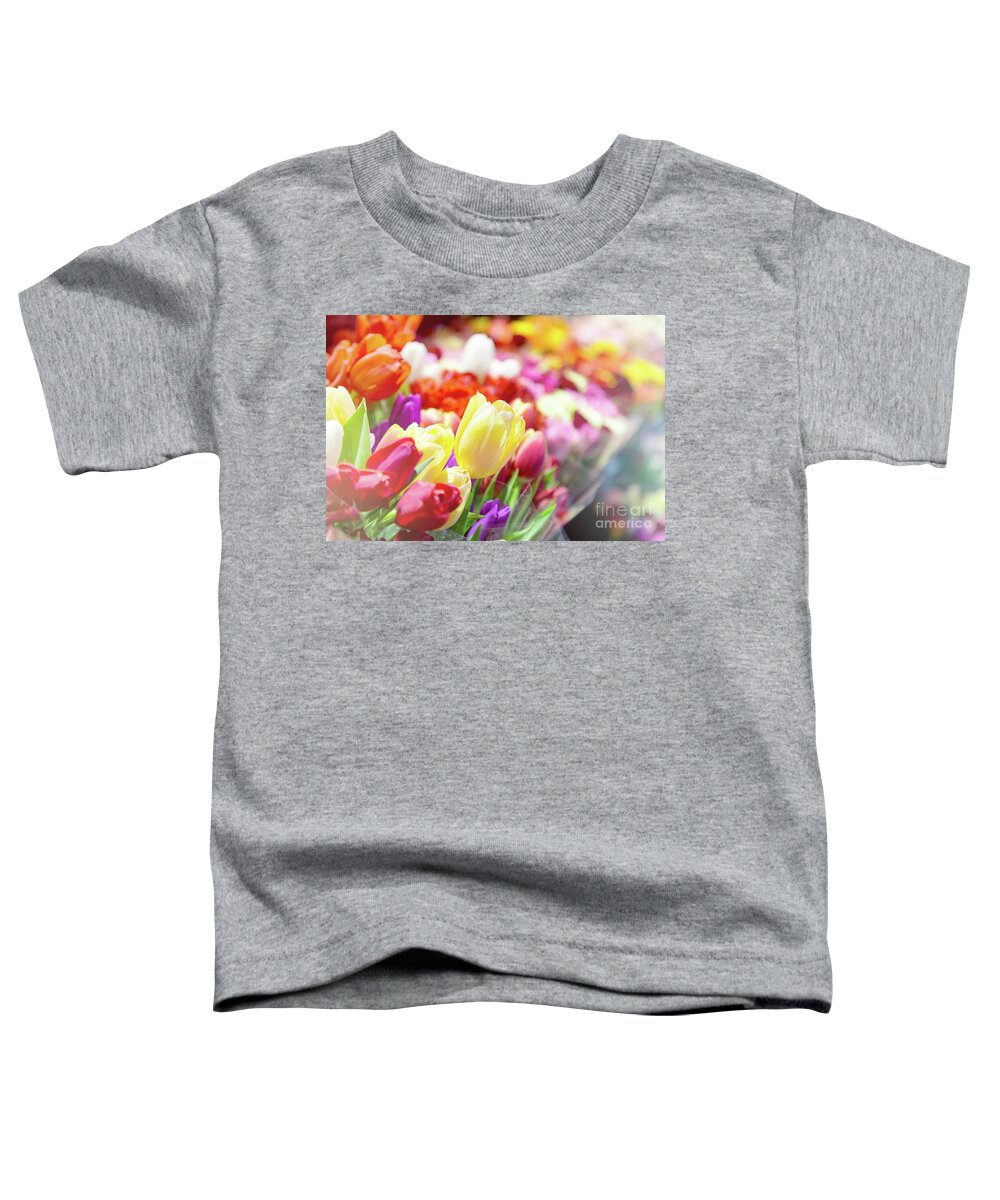 Market Toddler T-Shirt featuring the photograph Tulips at a flower market by Jane Rix