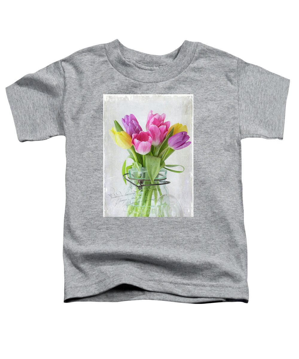 Cindi Ressler Toddler T-Shirt featuring the photograph Tulips in a Jar by Cindi Ressler