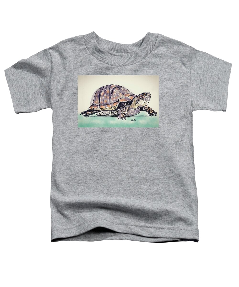 Turtle Toddler T-Shirt featuring the digital art Turtle by AnneMarie Welsh