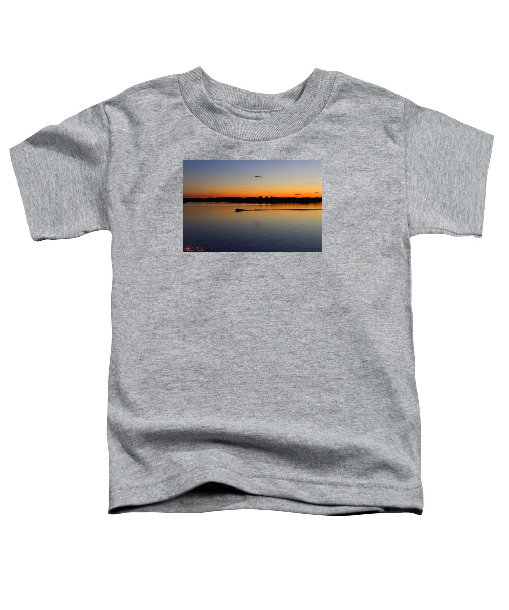 Ski Boat Toddler T-Shirt featuring the photograph Twilight Water Skiing by Michael Rucker