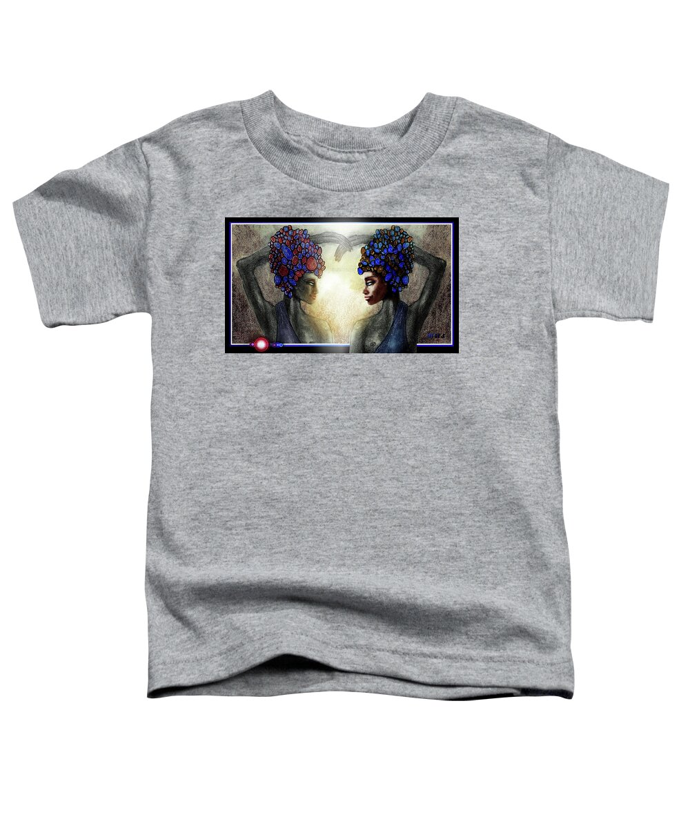 Sisters Toddler T-Shirt featuring the drawing Twin Sisters by Hartmut Jager