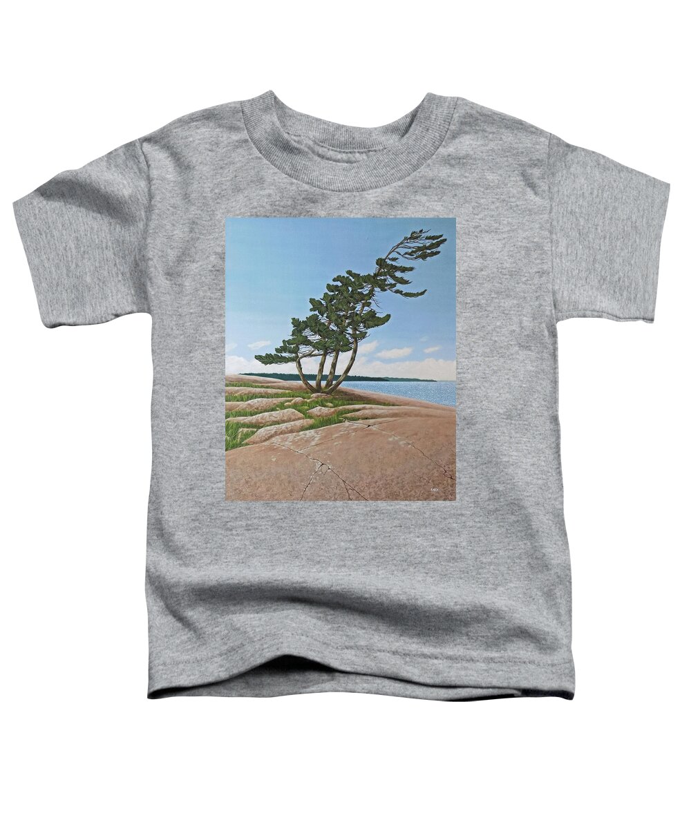 Pine Tree Toddler T-Shirt featuring the painting Twisted Rock Pine by Kenneth M Kirsch