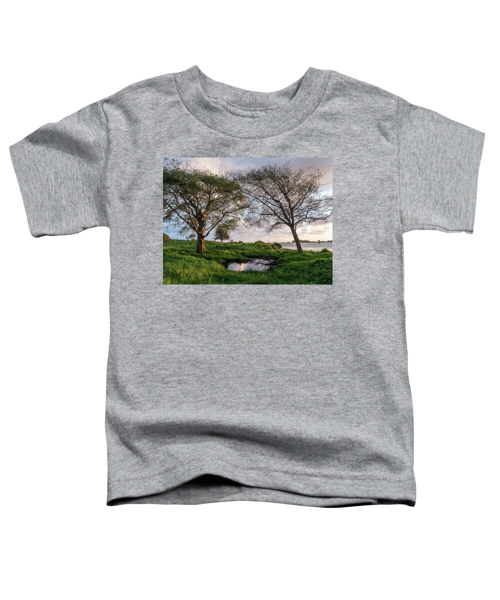 Humboldt Bay Toddler T-Shirt featuring the photograph Two Trees and a Puddle by Greg Nyquist