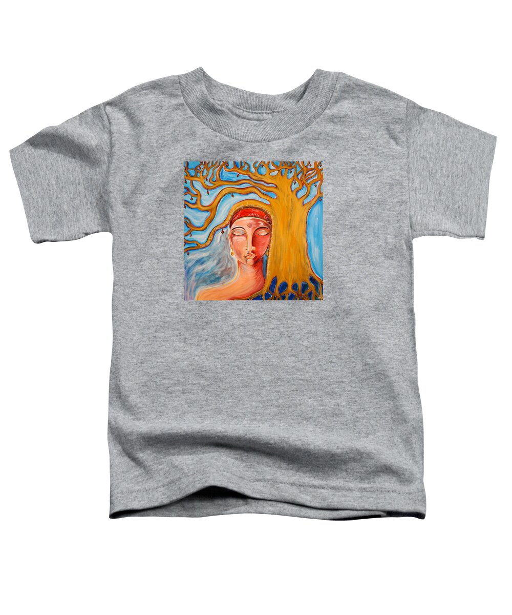 Abstract Toddler T-Shirt featuring the painting Under the Bodhi Tree by Theresa Marie Johnson