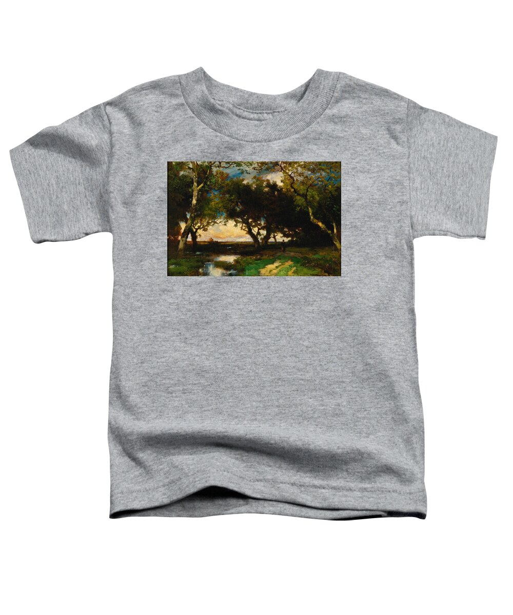 Thomas Moran Toddler T-Shirt featuring the painting Under the Trees by Thomas Moran
