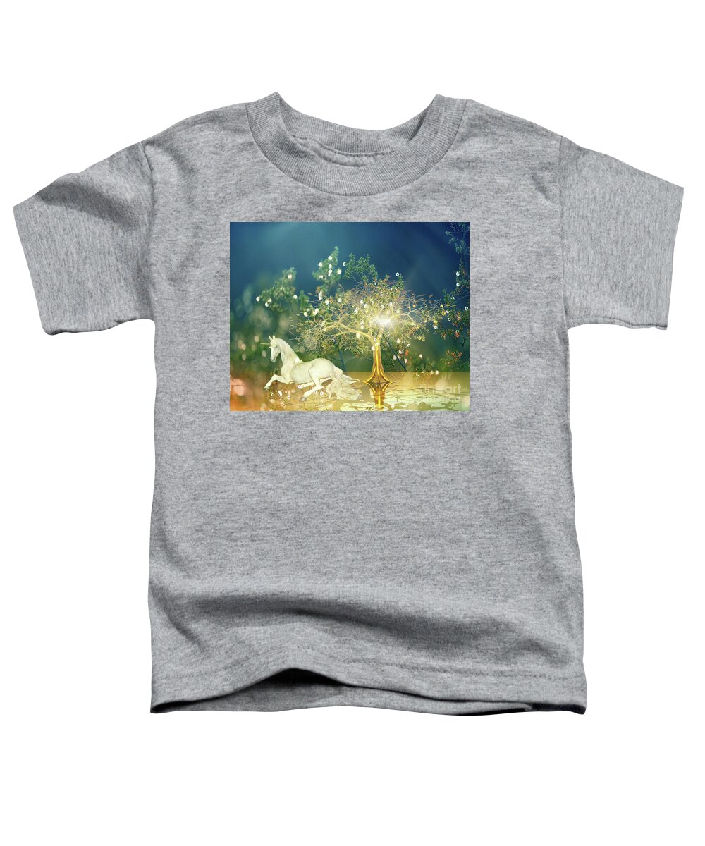 Unicorn Toddler T-Shirt featuring the digital art Unicorn Resting Series 2 by Digital Art Cafe