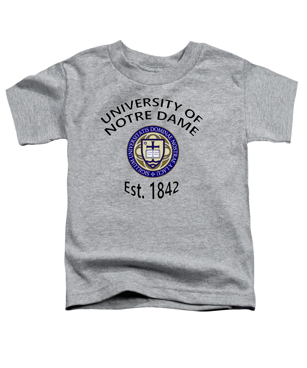 University Toddler T-Shirt featuring the digital art University Of Notre Dame Est. 1842 by Movie Poster Prints