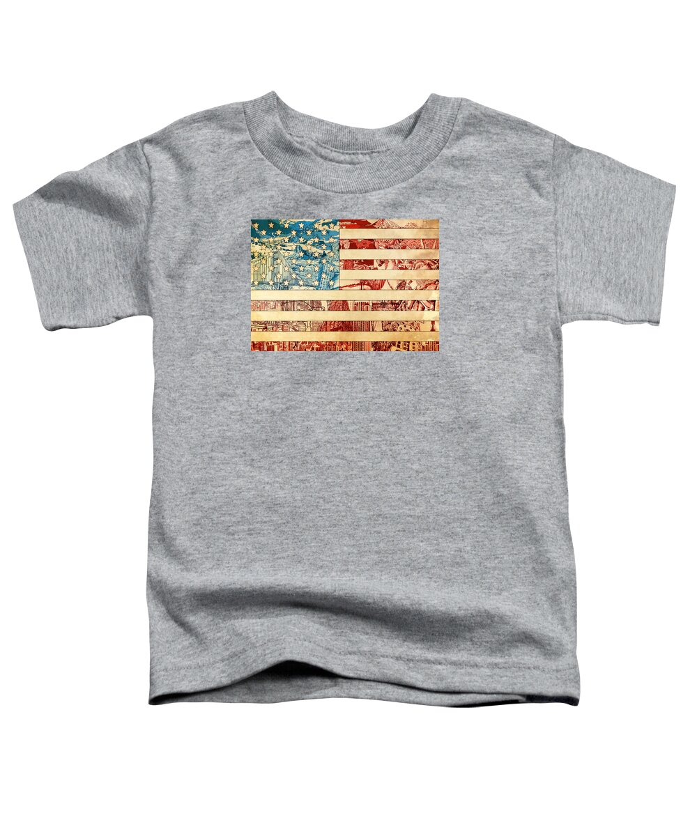 Usa Flag Toddler T-Shirt featuring the painting Usa flag 2 by Bekim M