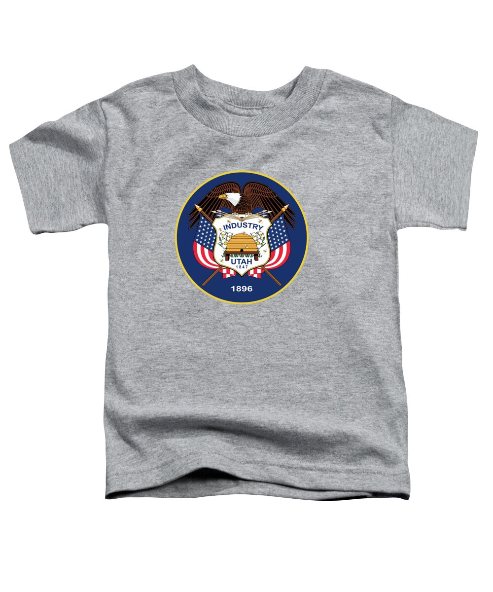 Utah Toddler T-Shirt featuring the digital art Utah State flag by Sterling Gold